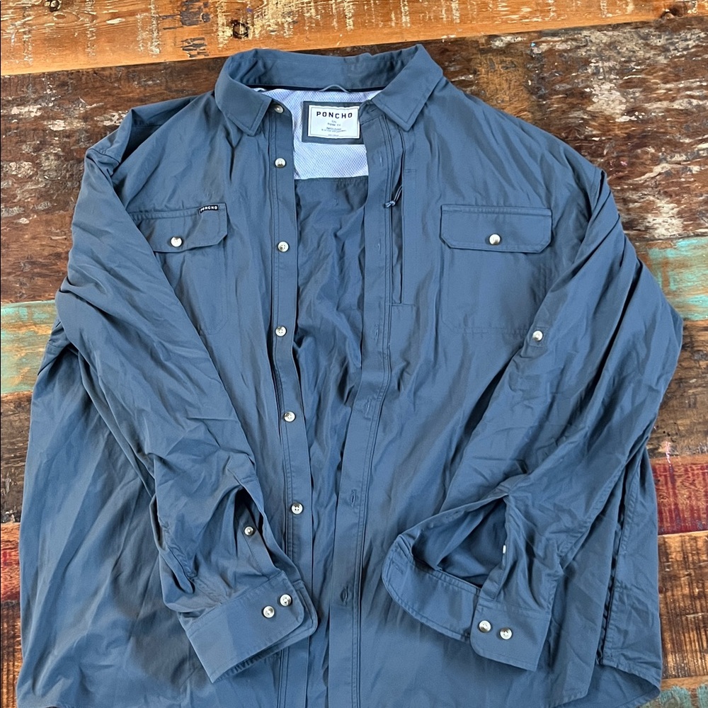 Poncho Blue Button-Up Shirt